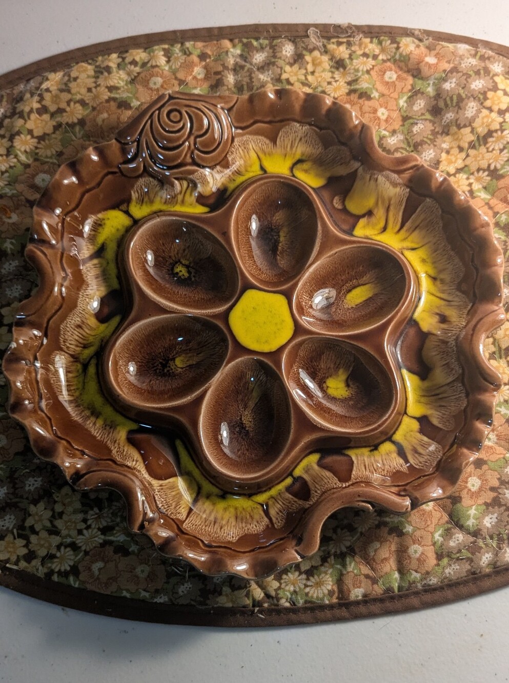 Vintage Belgo Canadian Pottery Deviled Eggs. Eggs Plate Dish. Center Table Tray.